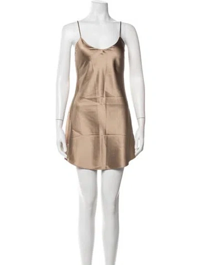 Pre-owned Éterne Silk Mini Dress W/ Tags In Neutrals