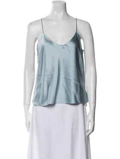 Pre-owned Éterne Silk V-neck Top In Blue
