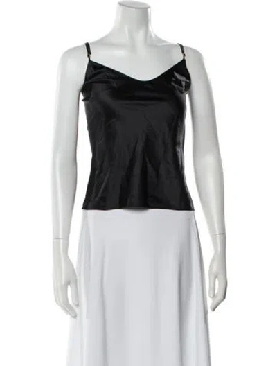 Pre-owned Éterne Silk V-neck Top In Brown