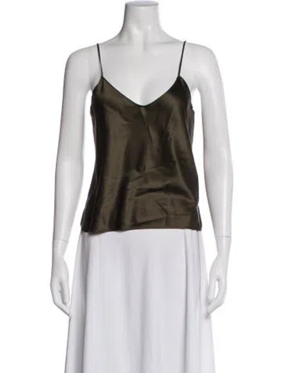 Pre-owned Éterne Silk V-neck Top In Brown