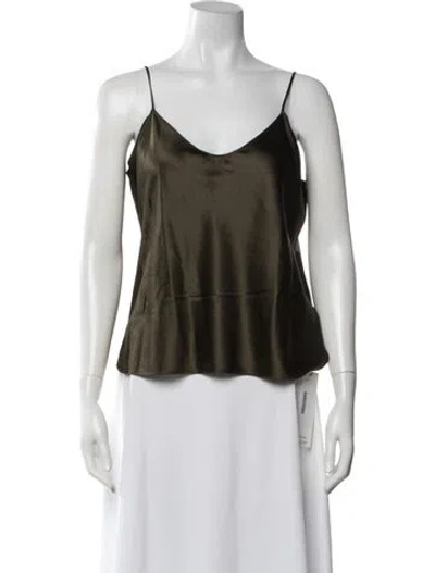 Pre-owned Éterne Silk V-neck Top In Grey