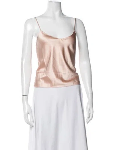 Pre-owned Éterne Silk V-neck Top In Orange