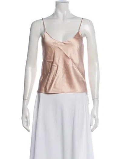 Pre-owned Éterne Silk V-neck Top In Pink