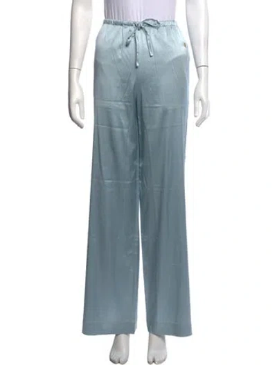 Pre-owned Éterne Silk Wide Leg Pants In Blue