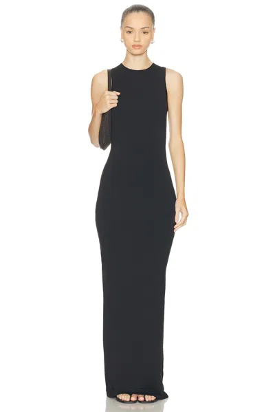 Éterne Sleeveless Crewneck Soft Jersey Maxi Dress In Black
