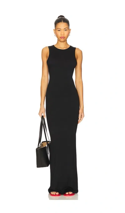 Éterne Sleeveless Crewneck Soft Jersey Maxi Dress In Black