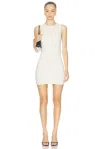 Éterne Sleeveless Crewneck Soft Jersey Mini Dress In White