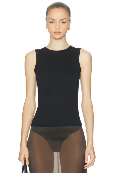 Éterne Sleeveless Crewneck Soft Jersey Top In Black