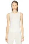 Éterne Sleeveless Crewneck Soft Jersey Top In White