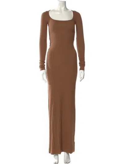 Pre-owned Éterne Square Neckline Long Dress In Brown