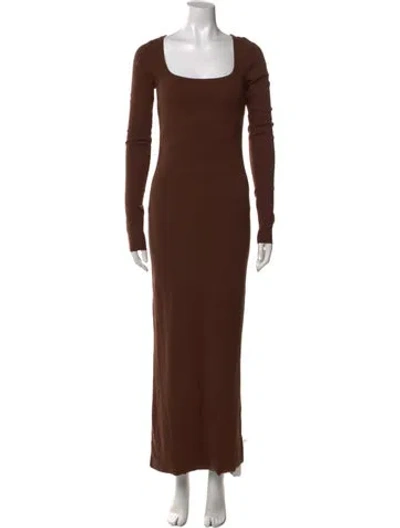 Pre-owned Éterne Square Neckline Long Dress In Brown