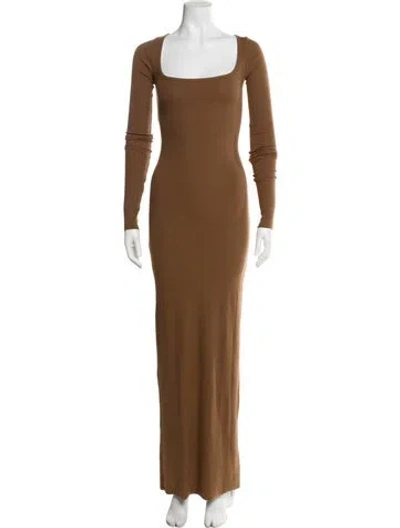 Pre-owned Éterne Square Neckline Long Dress In Brown