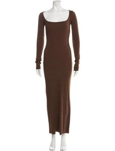 Pre-owned Éterne Square Neckline Long Dress In Brown