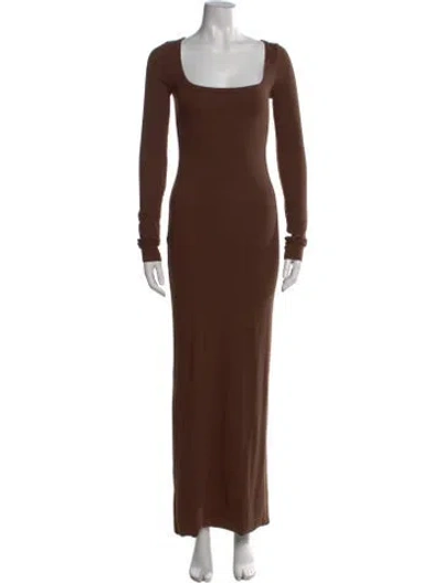 Pre-owned Éterne Square Neckline Long Dress In Brown