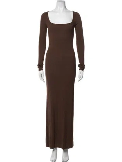 Pre-owned Éterne Square Neckline Long Dress In Brown