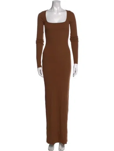 Pre-owned Éterne Square Neckline Long Dress In Gray