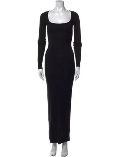 Pre-owned Éterne Square Neckline Midi Length Dress In Black