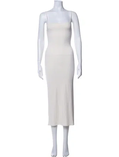 Pre-owned Éterne Square Neckline Midi Length Dress In Neutrals
