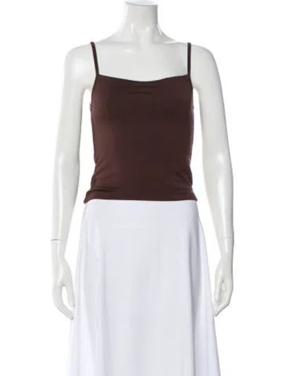 Pre-owned Éterne Square Neckline Sleeveless Top In Brown