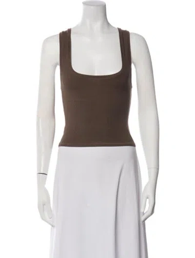Pre-owned Éterne Square Neckline Sleeveless Top In Brown