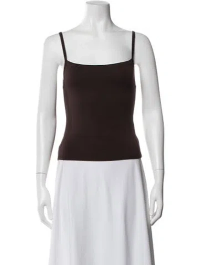 Pre-owned Éterne Square Neckline Sleeveless Top In Brown
