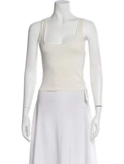 Pre-owned Éterne Square Neckline Sleeveless Top In White