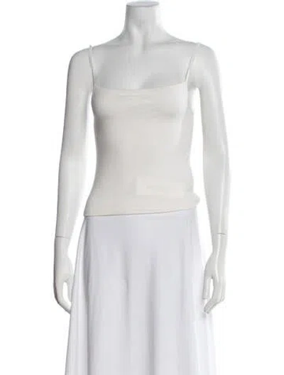 Pre-owned Éterne Square Neckline Sleeveless Top In White