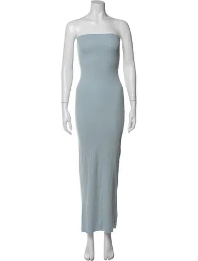 Pre-owned Éterne Strapless Long Dress In Blue