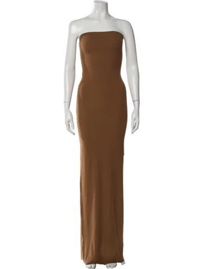 Pre-owned Éterne Strapless Long Dress In Brown