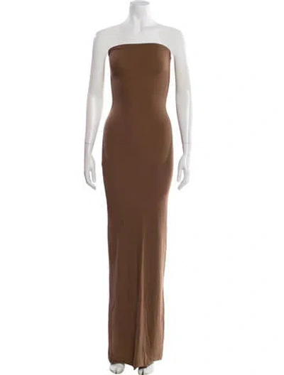 Pre-owned Éterne Strapless Long Dress In Brown