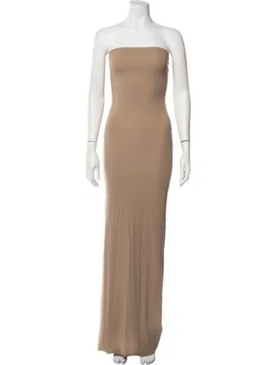 Pre-owned Éterne Strapless Long Dress In Neutrals