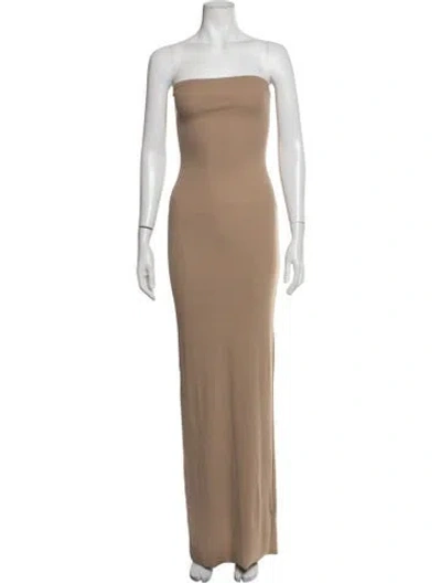 Pre-owned Éterne Strapless Long Dress In Neutrals