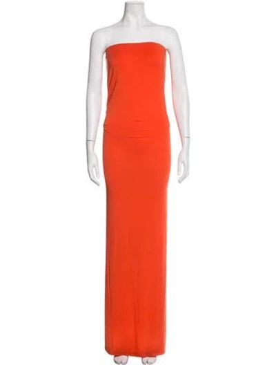 Pre-owned Éterne Strapless Long Dress In Orange