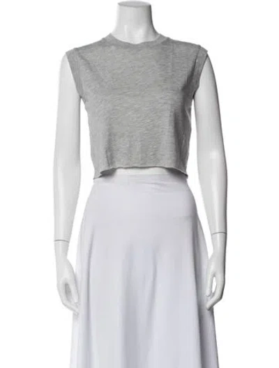 Pre-owned Éterne Striped Crew Neck Crop Top In Grey