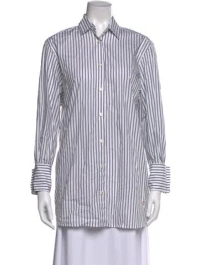 Pre-owned Éterne Striped Long Sleeve Button-up Top In Multi