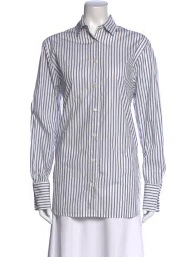 Pre-owned Éterne Striped Long Sleeve Button-up Top In Multi