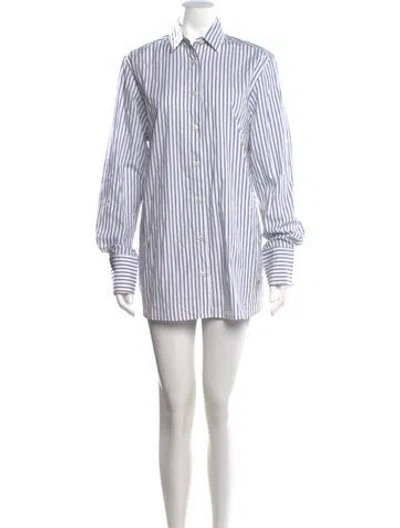 Pre-owned Éterne Striped Mini Dress In White
