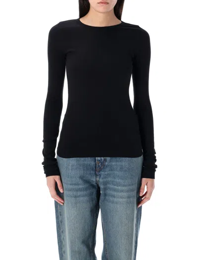 Éterne Long-sleeve Fitted Crewneck Top In Black