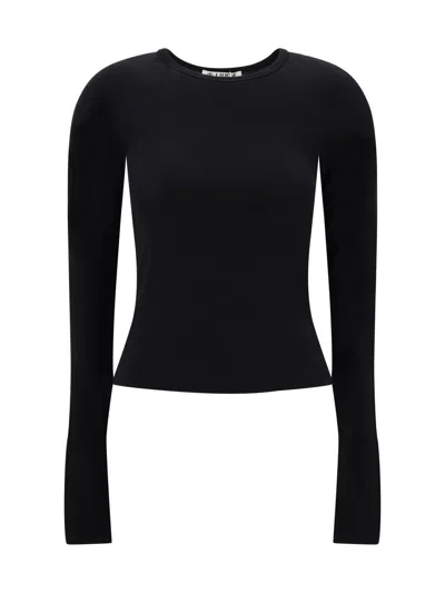 Éterne Eterne Cropped Long Sleeve Top In Black