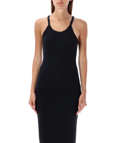 Éterne Ribbed Fitted Racerback Tank Top In Black