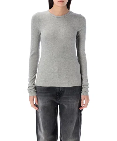 Éterne Ribbed Crew Neck Slim Fit Top In Grey