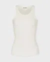 Éterne Topp High Neck Fitted Tank Creme