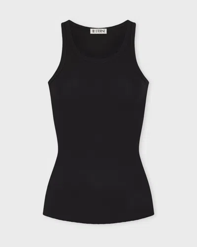 Éterne Topp High Neck Fitted Tank Svart