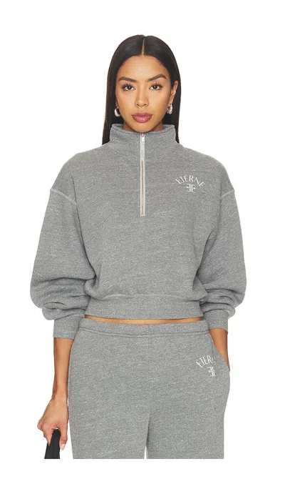 Éterne Tri-blend Fleece Cropped Half-zip Sweatshirt In Dark Heather Grey
