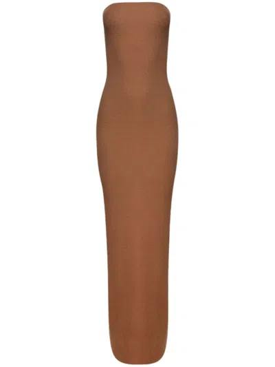 Éterne Jersey Maxi Tube Dress In Brown