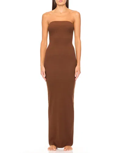 Éterne Jersey Maxi Tube Dress In Brown
