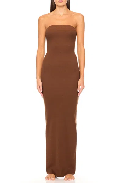 Éterne Jersey Maxi Tube Dress In Brown