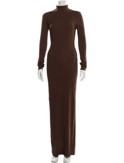 Pre-owned Éterne Turtleneck Long Dress In Brown