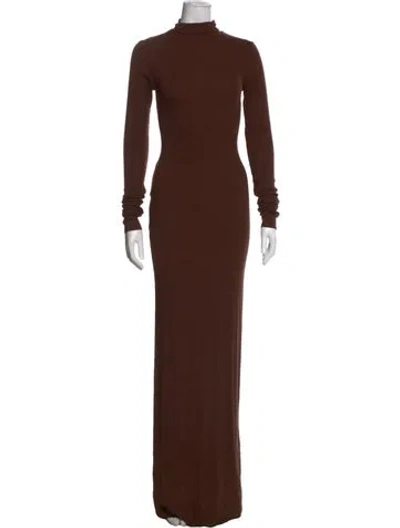 Pre-owned Éterne Turtleneck Long Dress In Brown