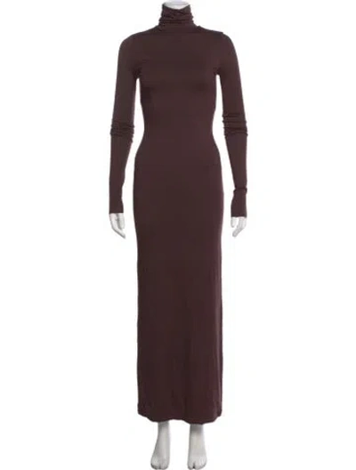 Pre-owned Éterne Turtleneck Long Dress In Brown